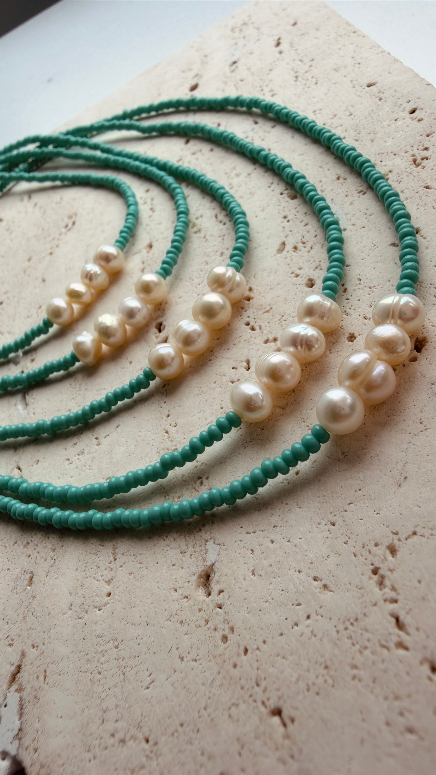 Collar turquesa perlas de rio